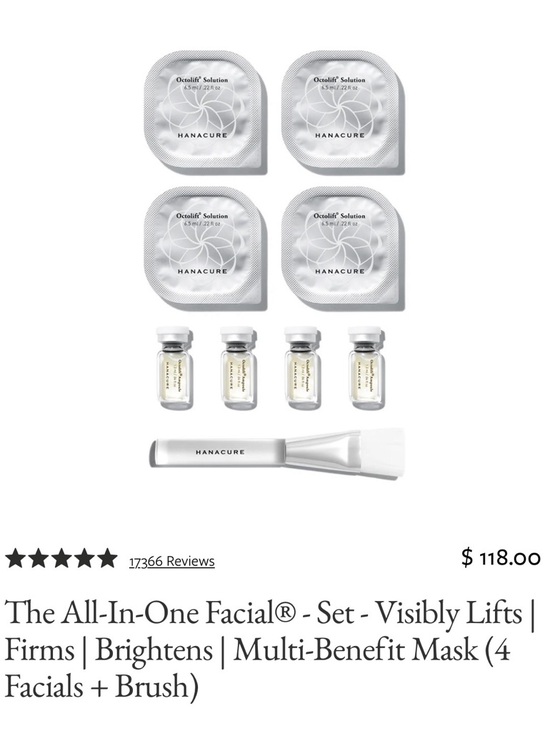 Hanacure Other - All-In-One Facial/Hanacure Set/4 Facials/Clear Multi-Benefit Mask Set with Brush